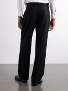ssstein - Straight-Leg Pleated Wool-Blend Flannel Trousers - Black