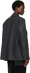 Róhe Gray Double-Breasted Herringbone Blazer