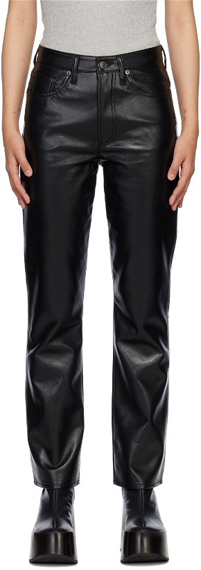 Photo: AGOLDE Black Relaxed Boot Leather Pants