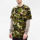 MASTERMIND WORLD Men's Camo Skull Velour T-Shirt in Woodland