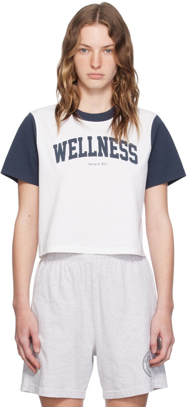 Photo: Sporty & Rich White & Navy 'Wellness' Ivy T-Shirt