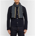Paul Smith - Fringed Striped Wool-Blend Jacquard Scarf - Blue