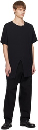 YOHJI YAMAMOTO Black Single Jersey Slit Round Neck T-shirt