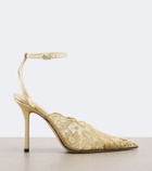 Jimmy Choo Faiz metallic lace slingback pumps