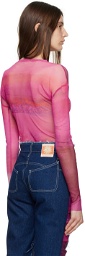 Paula Canovas Del Vas Pink Semi-Sheer Long Sleeve T-Shirt