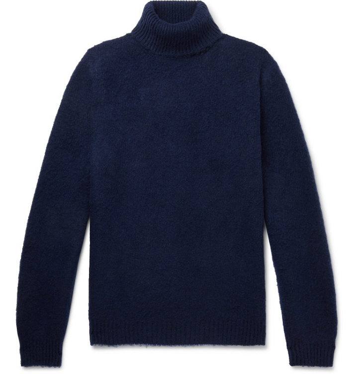 Photo: Massimo Alba - Milton Brushed-Cashmere Rollneck Sweater - Blue