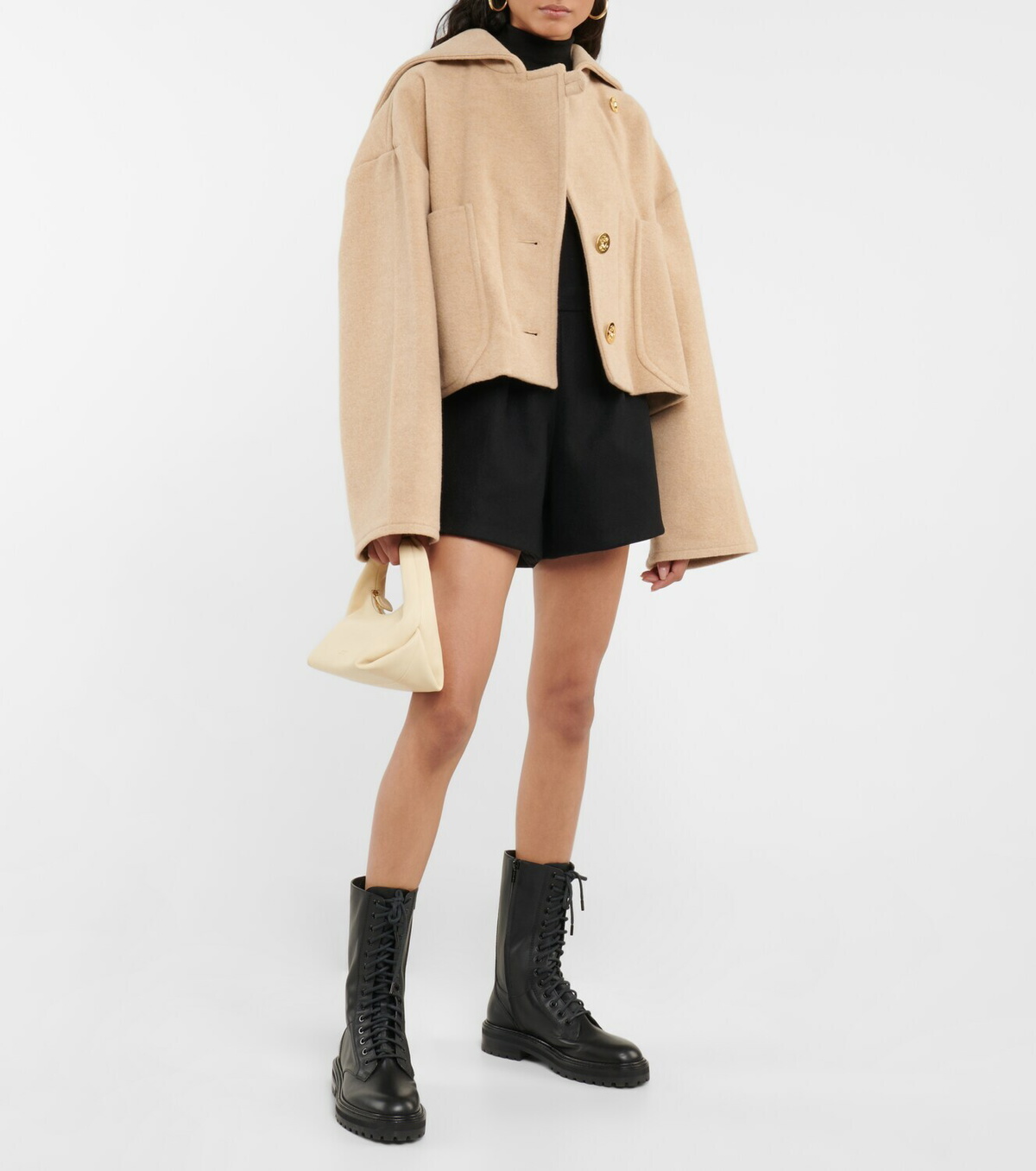 Patou Cropped double-faced wool-blend coat Patou