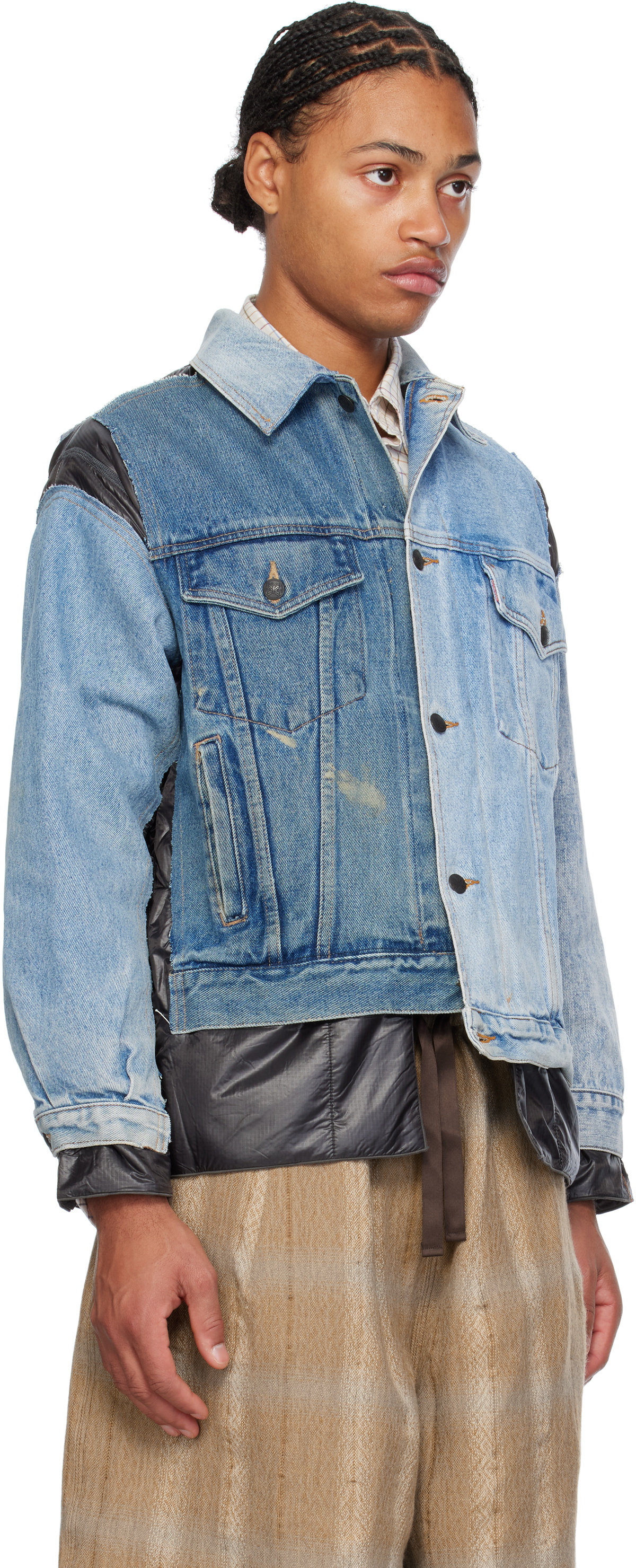 NEEDLES Indigo & Black Covered Denim Jacket