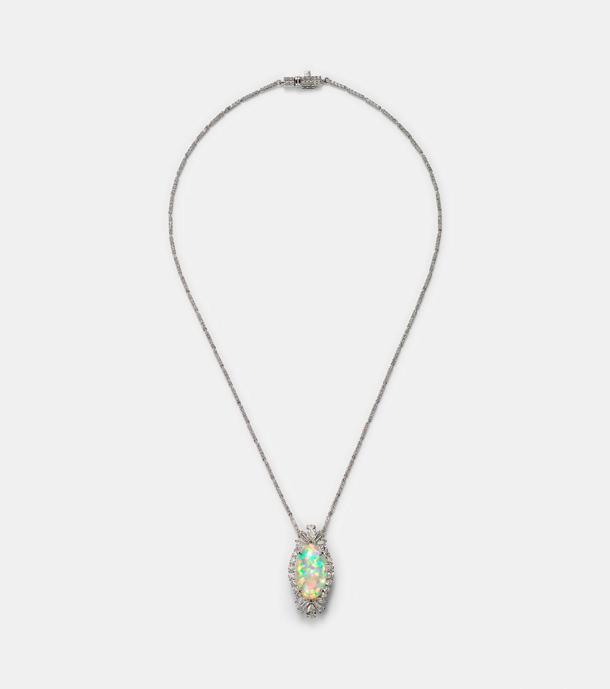 Yeprem Reign Supreme 18kt white gold pendant necklace with diamonds and opal