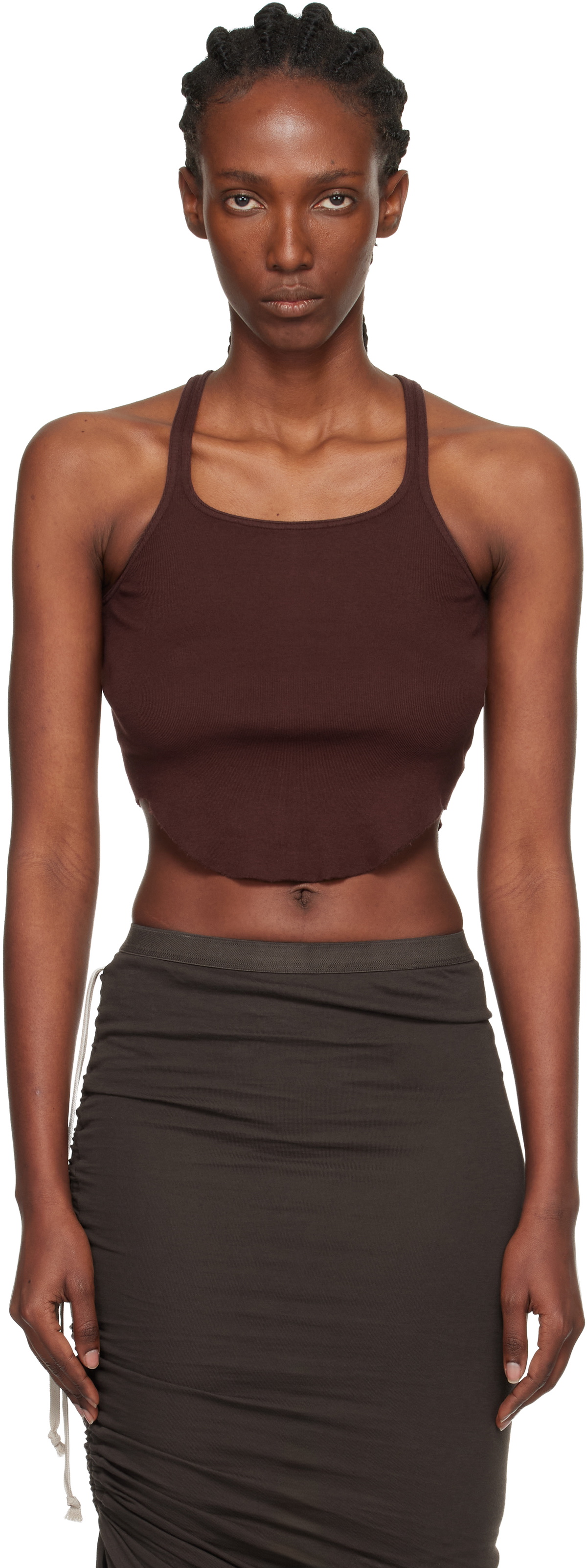 Rick Owens DRKSHDW Burgundy Concordians Basic Rib Tank Top