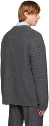 Solid Homme Gray Ribbed Cardigan