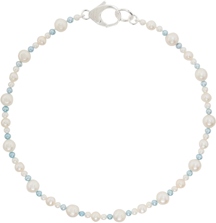 Photo: Hatton Labs SSENSE Exclusive White & Blue Pebbles Pearl Necklace