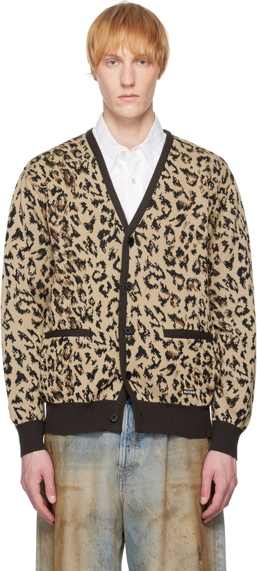 Photo: WACKO MARIA Beige Leopard Jacquard Knit Cardigan