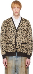 WACKO MARIA Beige Leopard Jacquard Knit Cardigan