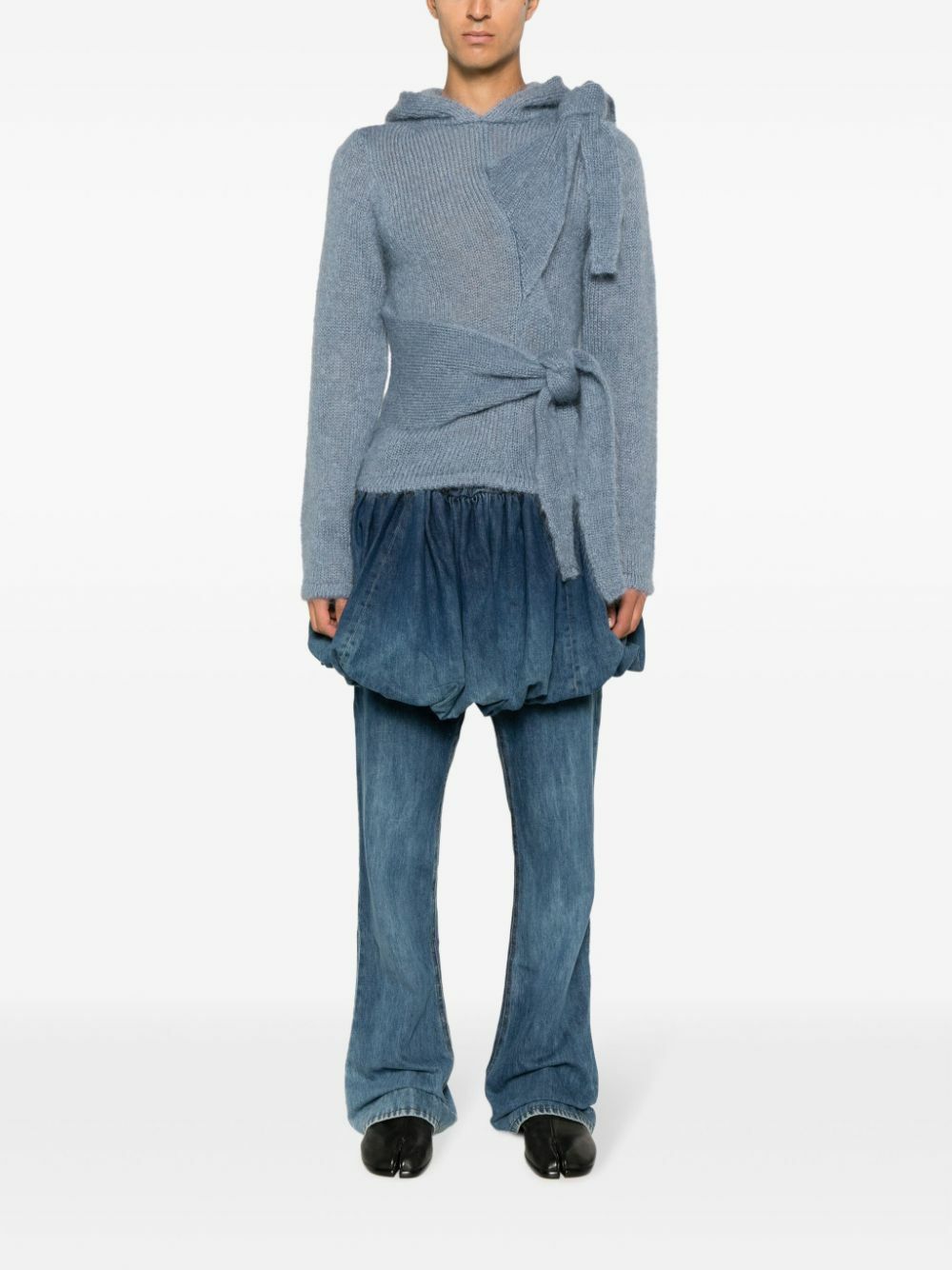 AARON ESH Blue Skirt Overlay Flared Jeans