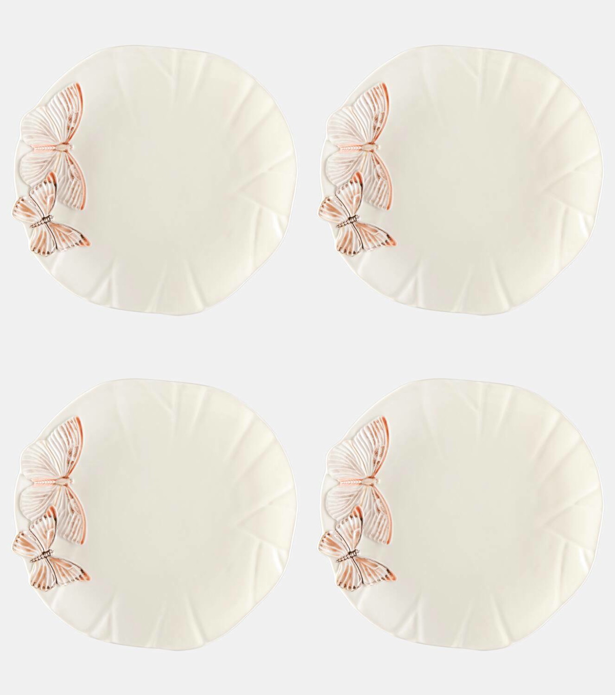 Bordallo Pinheiro Cloudy Butterflies set of 4 dinner plates by Claudia Schiffer