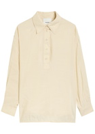 Nanushka Linka Crinkled Poplin Polo Shirt Cream
