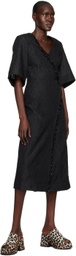 GANNI Black Beaded Fringe Midi Dress