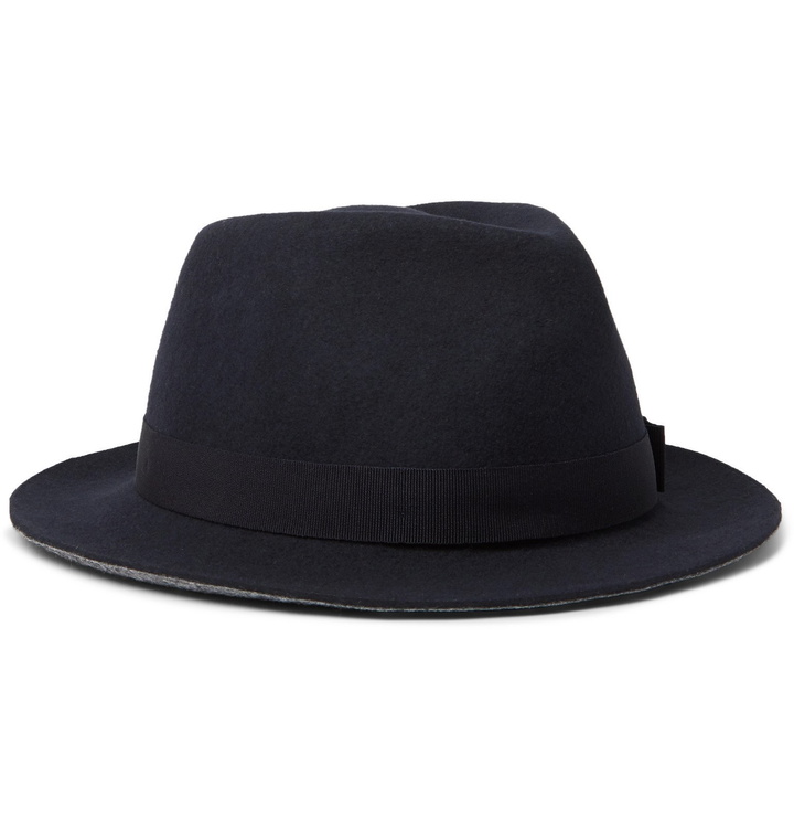 Photo: Paul Smith - Grosgrain-Trimmed Wool-Blend Felt Fedora - Blue