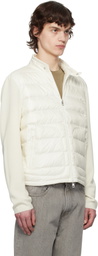 Moncler White Padded Wool Zip-Up Down Jacket