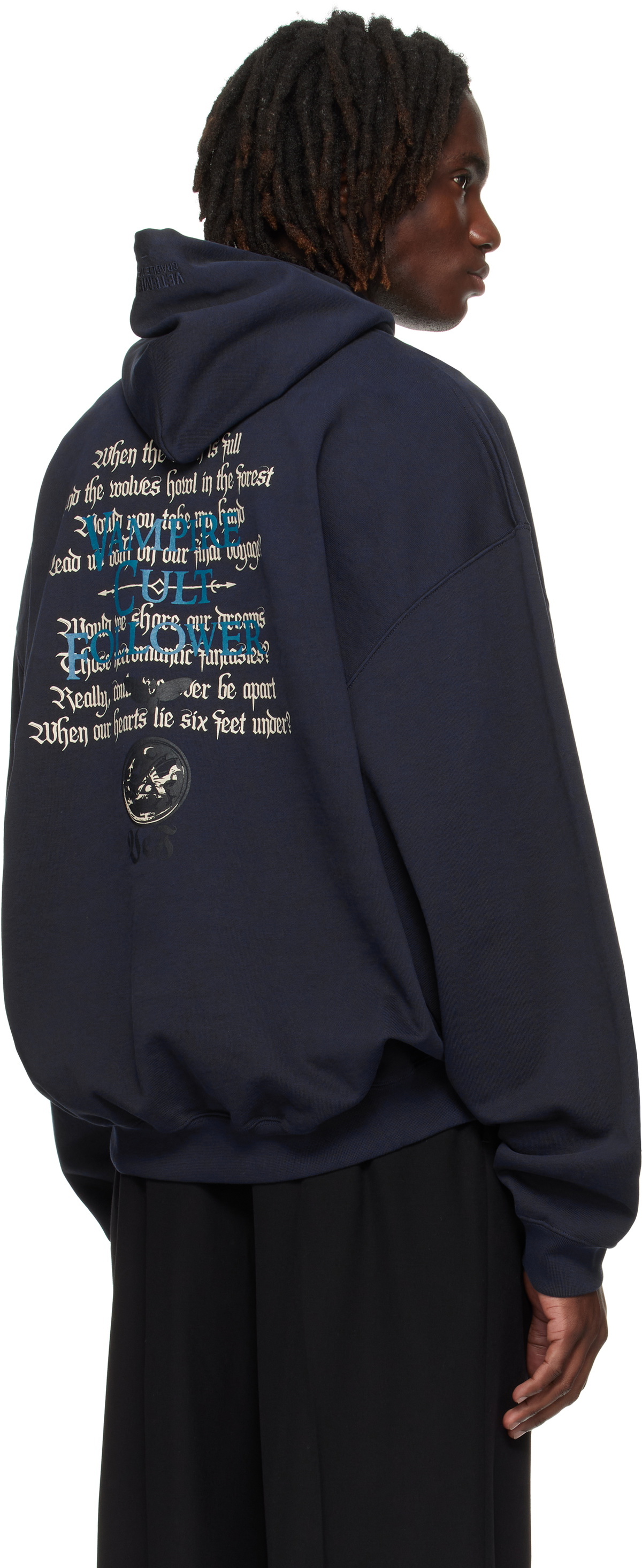 VETEMENTS Navy Cradle of Filth 'Vampire Cult' Oversized Hoodie