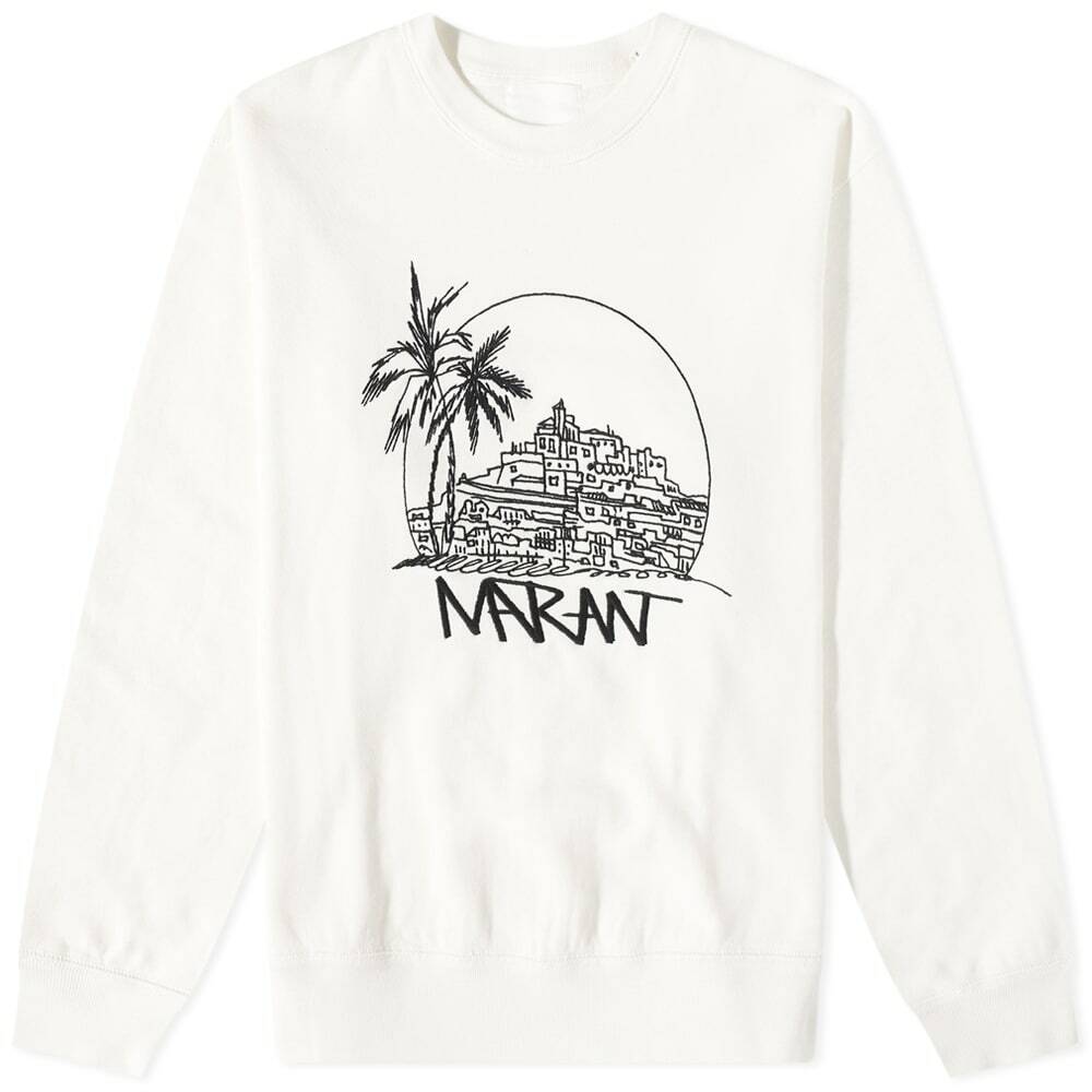 Isabel Marant Men's Mikoy Postcard Logo Crew Sweat In White Isabel Marant