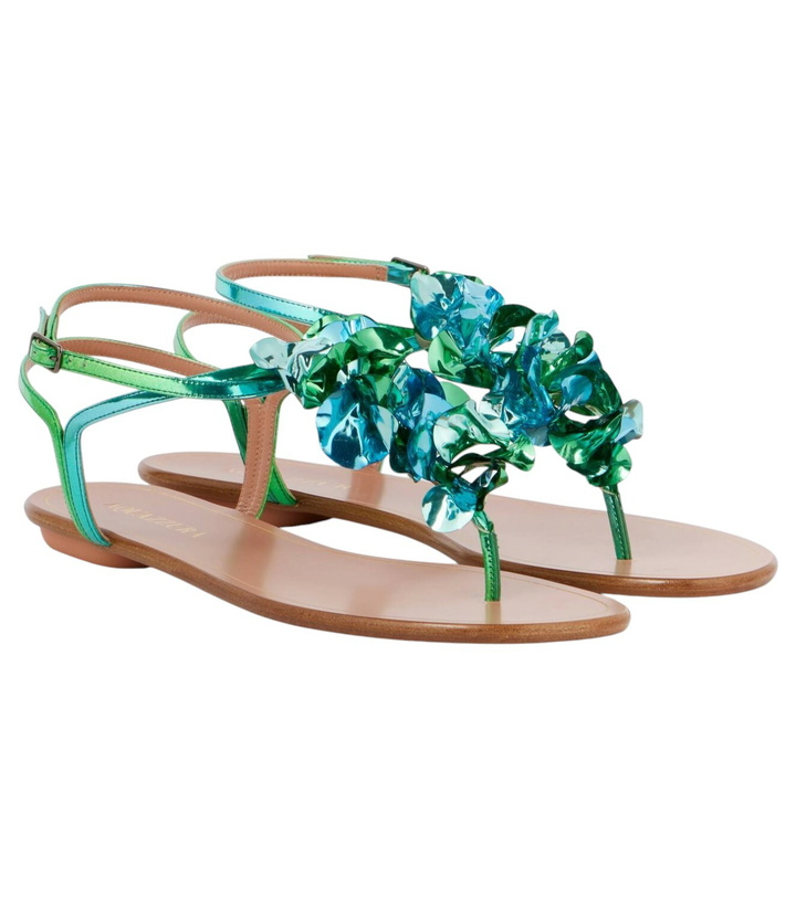 Photo: Aquazzura Summer Sun metallic leather thong sandals