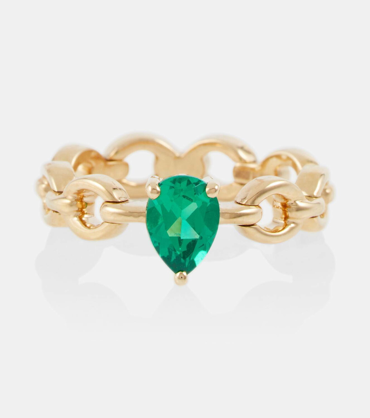 Nadine Aysoy Catena Mini 18kt gold ring with emerald
