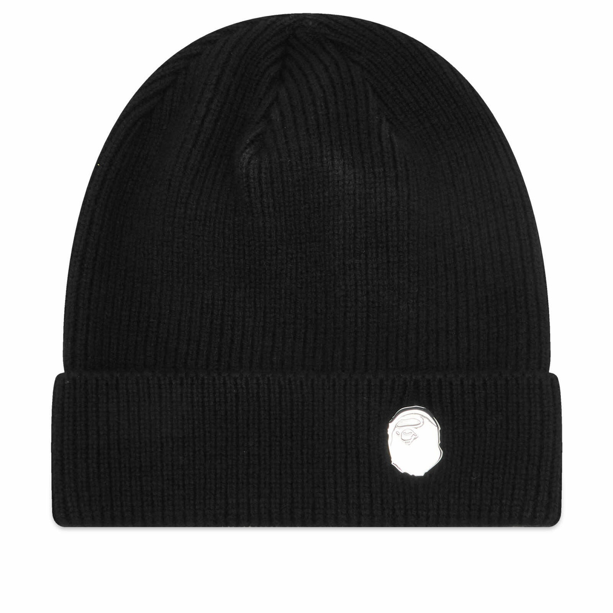 A Bathing Ape Men's One Point Knitted Beanie Hat in Black 
