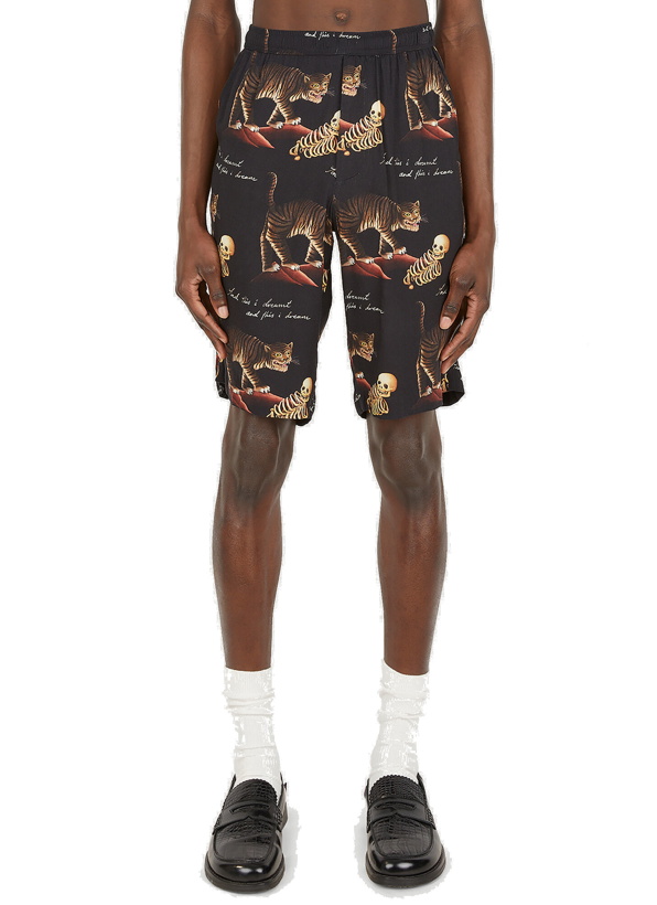 Photo: Abstract Motif Board Shorts in Black