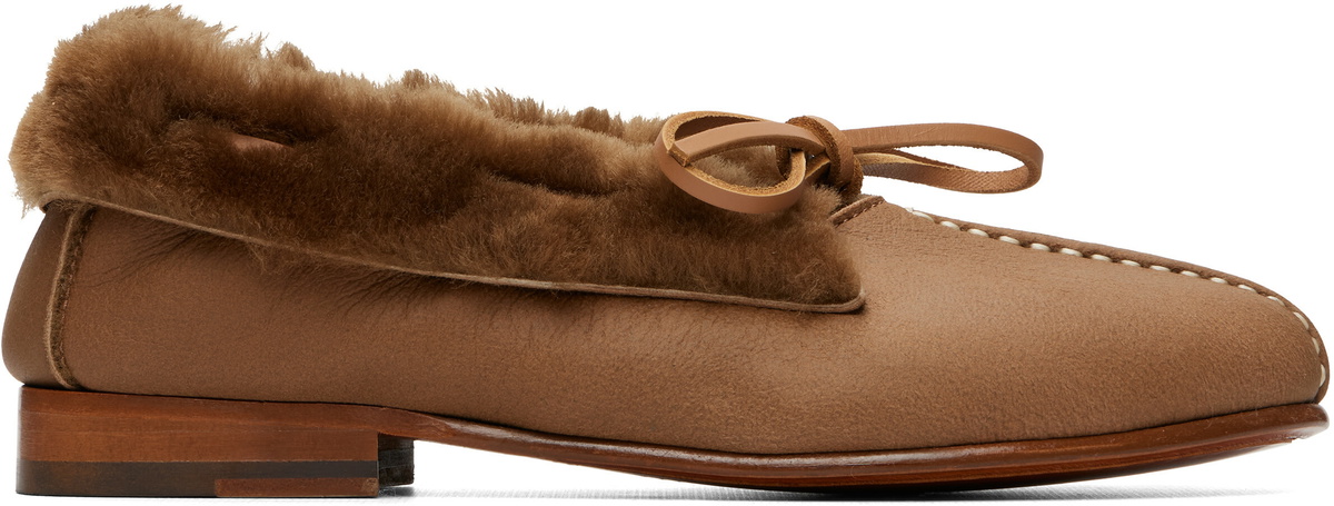 HEREU Tan Tilla Shearling Loafers