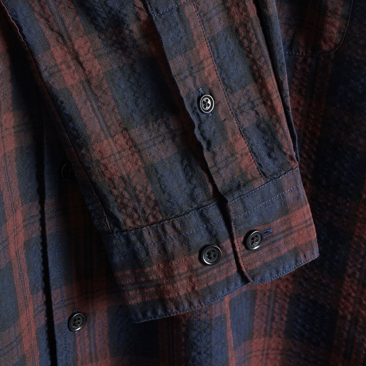 END. x YMC Curtis Shirt Shadow Plaid in Plum/Black Plaid