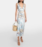 Camilla Embellished floral silk midi dress