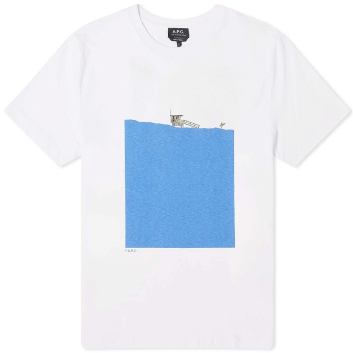 Photo: A.P.C. Men's Crush T-Shirt in White/Blue