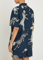Olivia Von Halle Emeli Printed Cotton-blend Pyjama set Blue