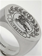 Burberry - Logo-Engraved Palladium-Plated Signet Ring - Silver