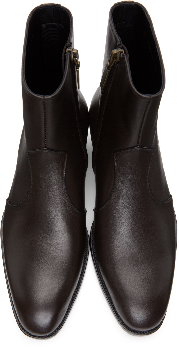 Saint Laurent Black Wyatt Zipped Boots Saint Laurent