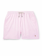Polo Ralph Lauren - Traveler Straight-Leg Mid-Length Striped Cotton-Blend Seersucker Swim Shorts - Pink