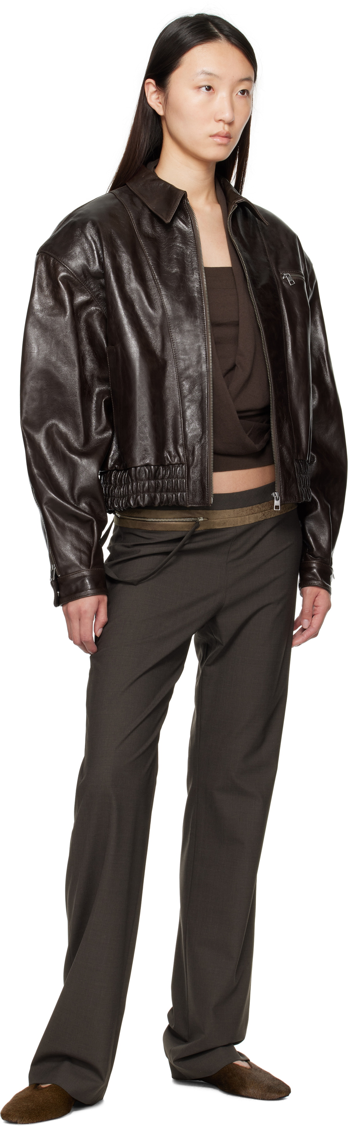 Paloma Wool Brown Mini Lora Leather Jacket Paloma Wool