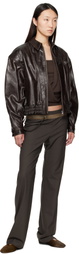 Paloma Wool Brown Mini Lora Leather Jacket