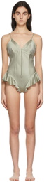 SKIMS Green Silk Teddy Bodysuit
