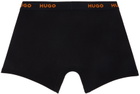 Hugo Three-Pack Black Jacquard-Logo Boxers
