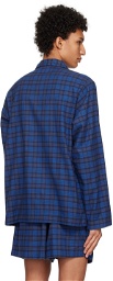 Tekla Blue Check Pyjama Shirt