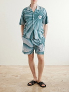Versace - Wide-leg Printed Cotton-Poplin Shorts - Blue