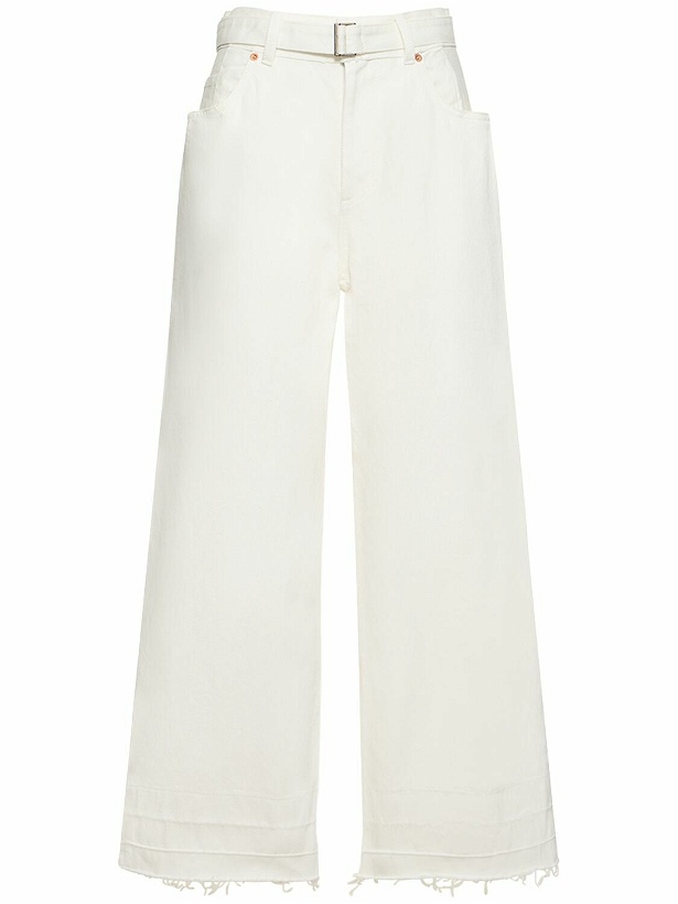 Photo: SACAI - High Rise Belted Denim Wide Jeans