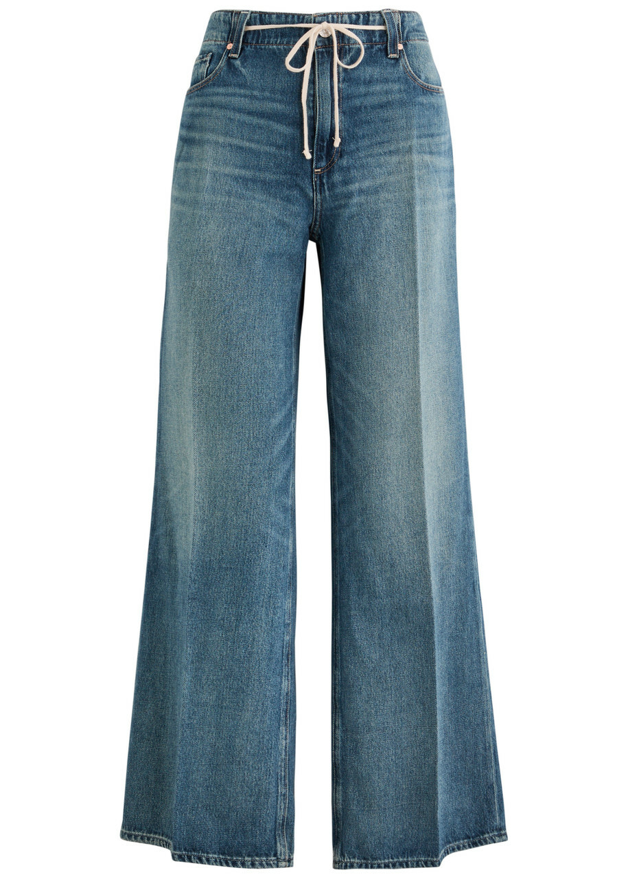 Paige Zoey Belted Wide-leg Jeans Blue
