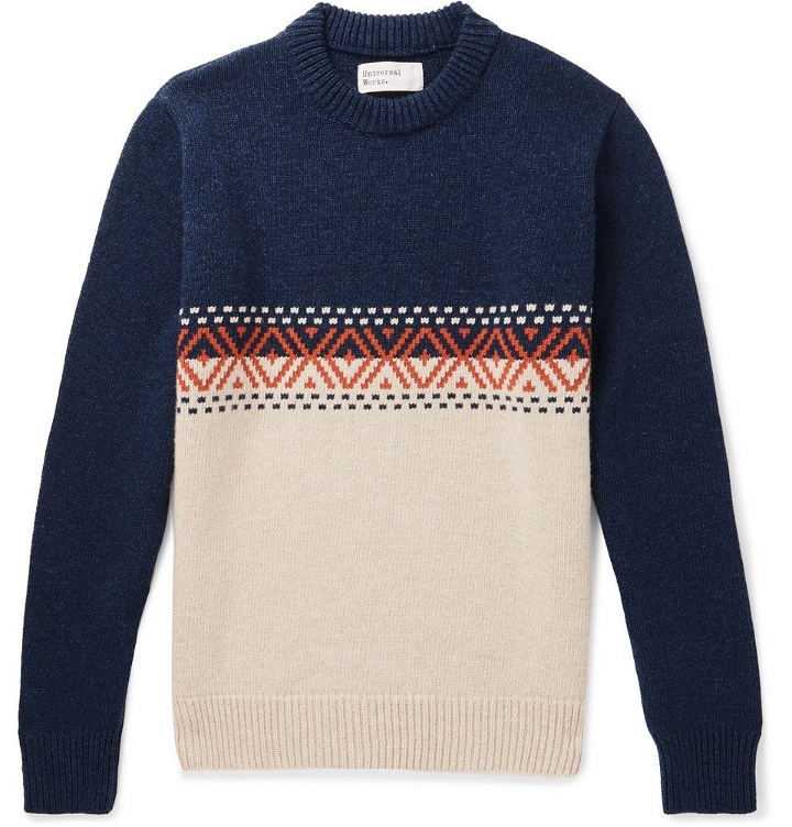 Photo: Universal Works - Colour-Block Wool-Blend Sweater - Men - Navy