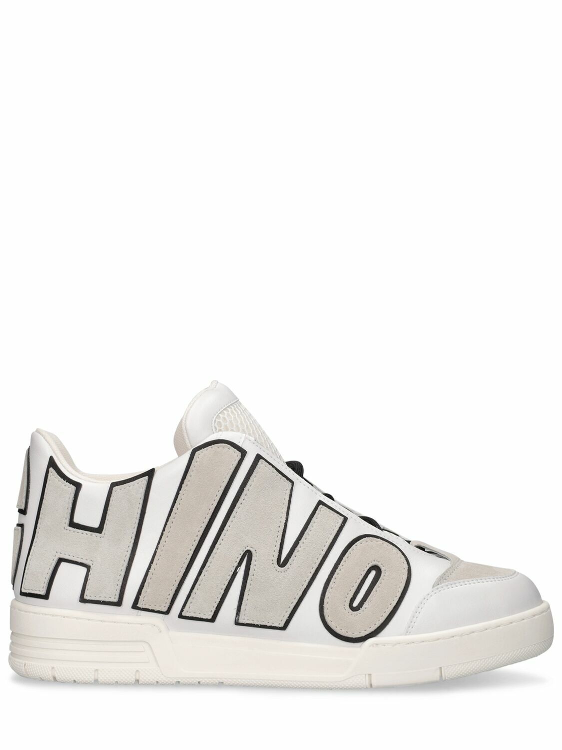 Photo: MOSCHINO - Logo Leather Mid Top Sneakers