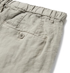 HARTFORD - Pleated Linen Drawstring Shorts - Neutrals