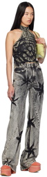 Masha Popova Black Boyfriend Spiral Flower Jeans
